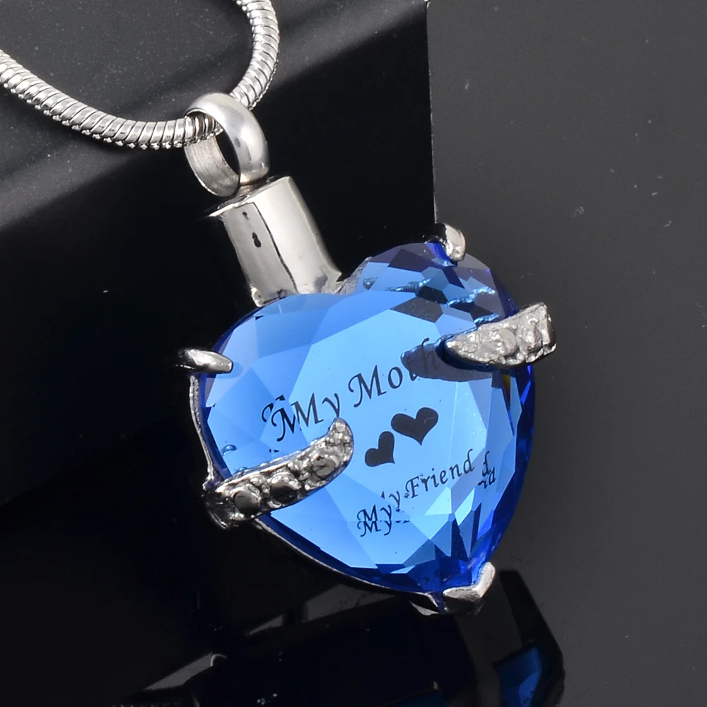 Небесно Голубой Кристалл памятное ожерелье с надписью Mom My Mother Forever in my Heart