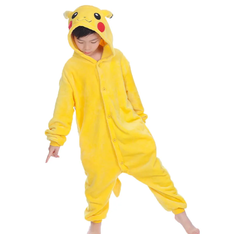 Животного Pikachus кигуруми Стич Детские пижамы унисекс для мальчиков и девочек