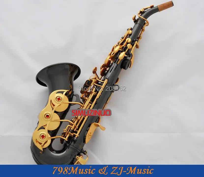 Черный никель и золото Φ Bb key to High F G Key|curved soprano|curved soprano saxophonesoprano saxophone |