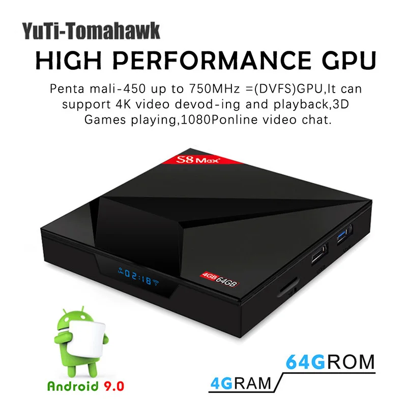 Смарт ТВ-бокс S8 MAX Plus Android 9 0 RK3328 двухдиапазонный 2 4g/5 0g WIFI 4 Гб 64 3D 4K HD 100M LAN USB3.0