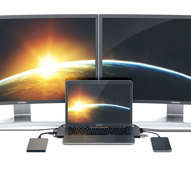 Usb type C концентратор адаптер Thunderbolt 3 с HDMI 4K USB3.0 зарядка PD USB-C порт передачи данных SD