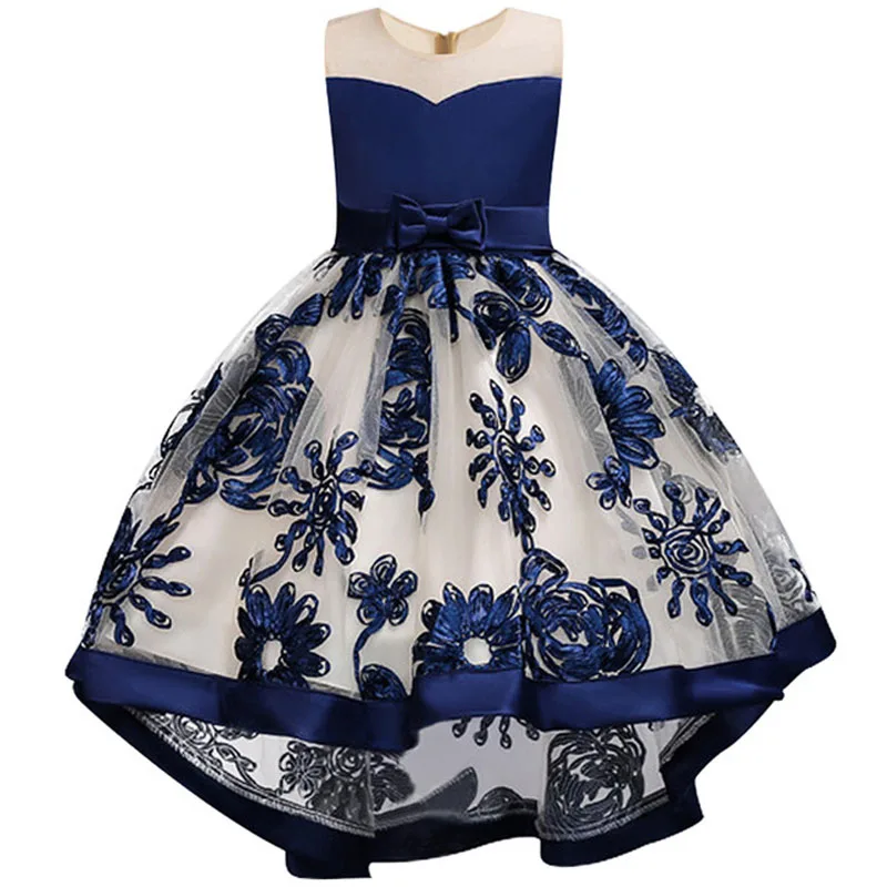 Детский Рождественский костюм vestidos; праздничное платье принцессы; Одежда для маленьких девочек; свадебное платье с цветами; Одежда для маленьких девочек; платья - Цвет: Blue