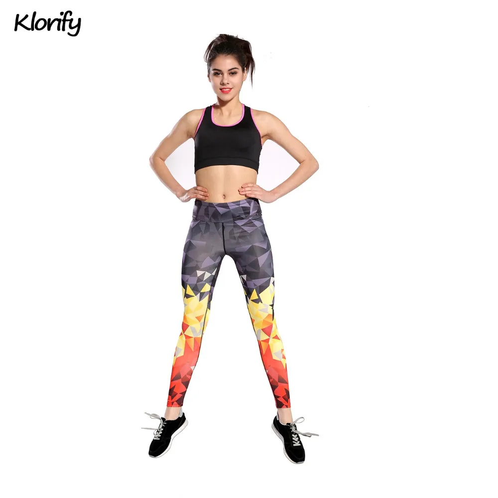 Klorify геометрический треугольник Active Йога Капри Леггинсы Для женщин 3D цифровой