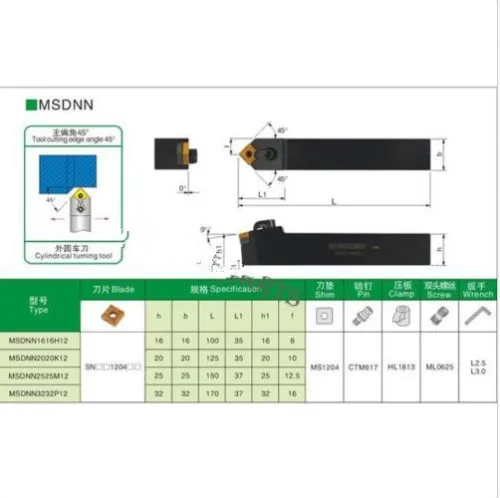 MSDNN 1616H12 цилиндрический Поворотный инструмент держатель для SNMG1204 вставки |