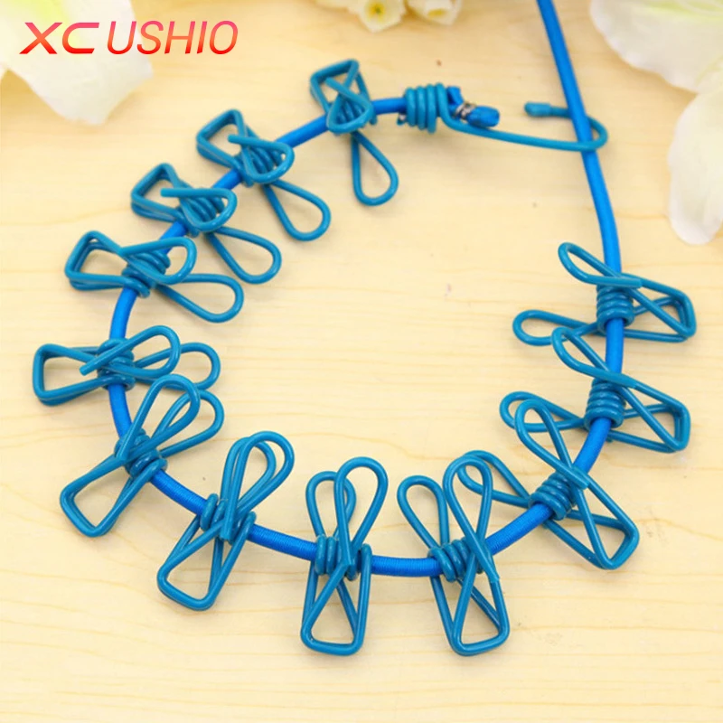 Открытый Отдых эластичный стиральная линия с 12 Зажимы путешествия Портативный