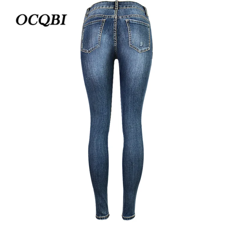 Рваные джинсы для женщин больших размеров 2018 весенние рваные обтягивающие