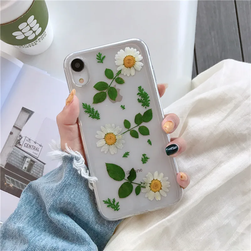 Эпоксидный чехол для гербарий хризантемы, чехол для телефона iphone 6 6 S 8 7 X Plus XR XS, максимальный чехол, стильный прозрачный мягкий чехол из ТПУ