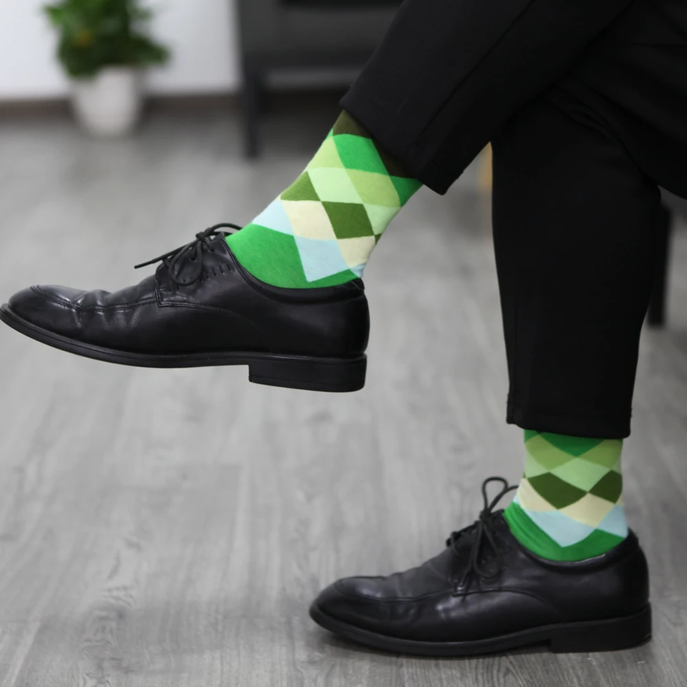 Парные зеленые носки стильные забавные (5 пар/лот)|Мужские носки| |