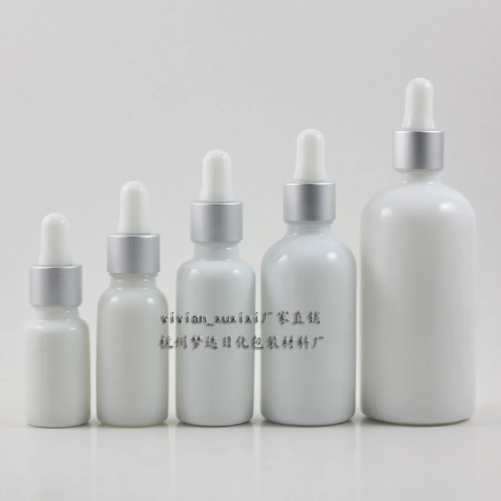 wholesale 50pcs 100ml white round shaped dropper bottle, empty white 100 ml glass dropper container for essential oil wholesale