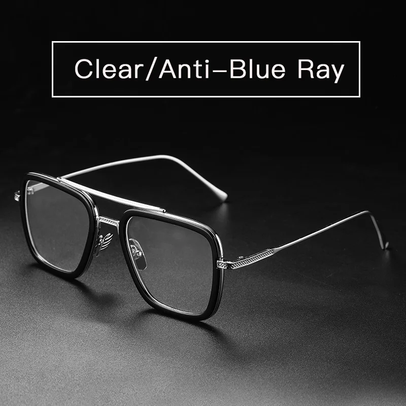 Clear-Block Blue ray Железный человек Тони Старк солнцезащитные очки близорукость Робер Дауни jr Мстители стимпанк анти-синий светильник фотохромные очки Человека-паука Эдит - Цвет линз: Clear-Block Blue ray