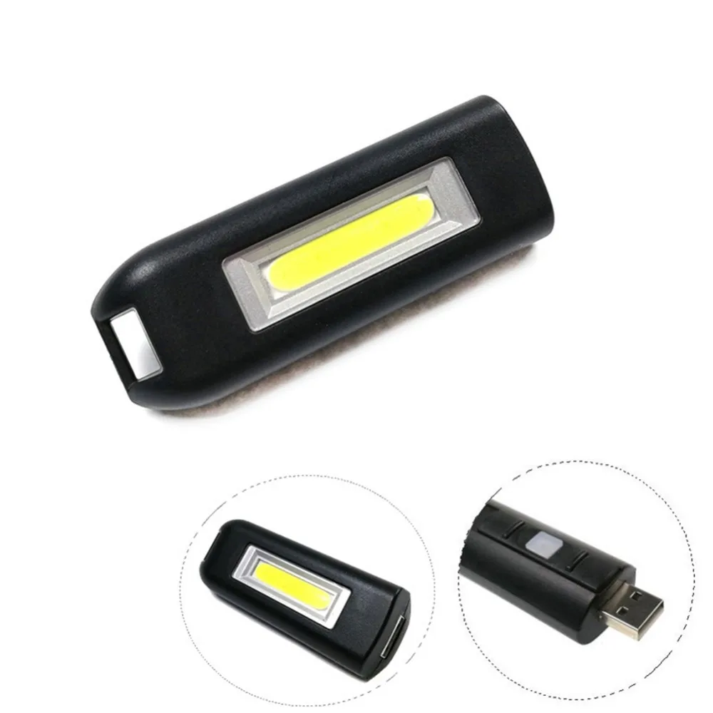Черный мини брелок светодиодный фонарик USB Перезаряжаемые Портативный COB