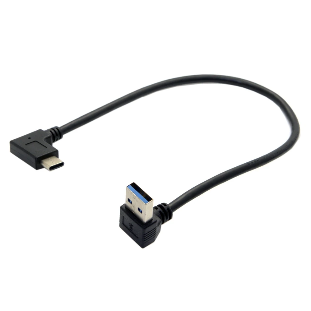 BAAQII 30 см Реверсивный USB 3,1 USB-C под углом 90 градусов Мужской кабель для передачи данных CB0555