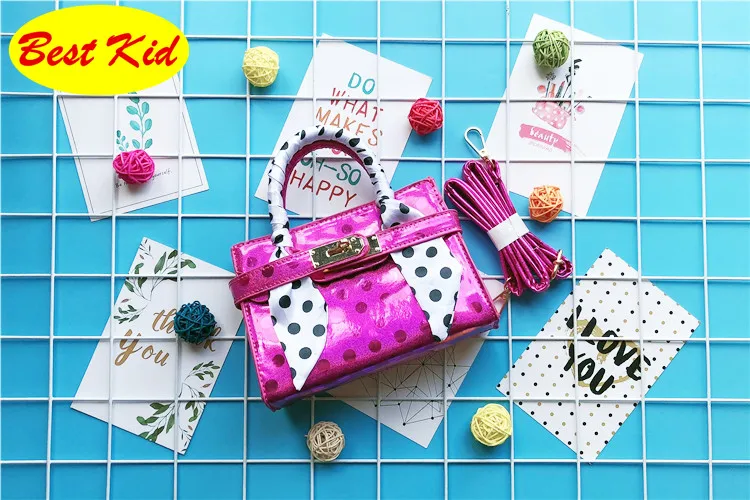 Лучшие детские сумки! Новинка 2019 блестящие ручные сумочки в горошек для детей