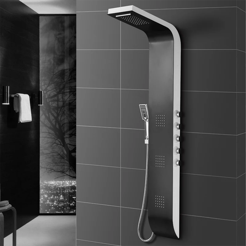 Нержавеющая сталь настенный душевой панели 4 функции водопад ливень массажный