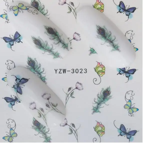 YZW3023 Стикер для ногтей с милым котом, сделай сам, украшения для ногтей, Водные Наклейки, модный Декор для ногтей, черные самоклеящиеся наклейки для ногтей, наклейки XF1442 - Цвет: YZW3023