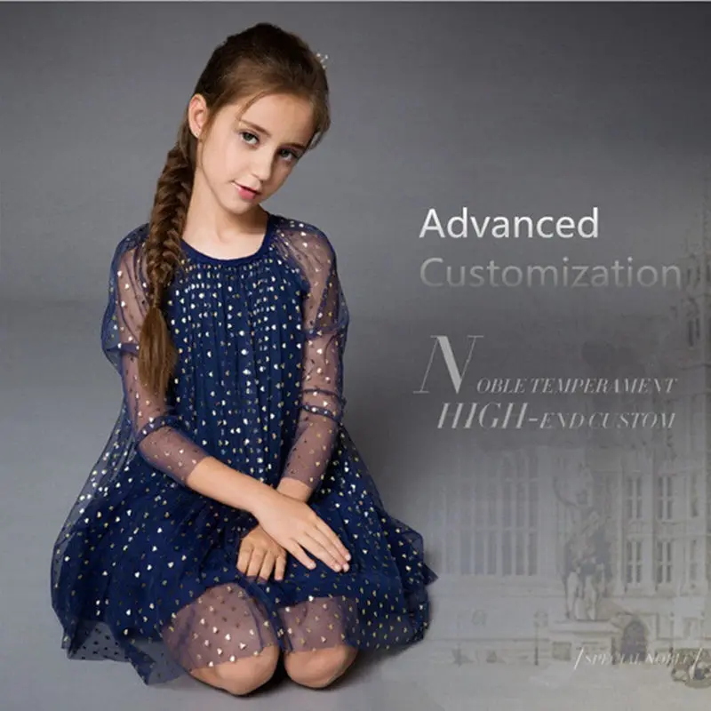 Платье с длинными рукавами для девочек Новогоднее платье в европейском и