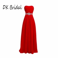dk bridal strapless chiffon bridesmaid dresses beaded sash formal prom gowns long party dresses lace up back dk1805