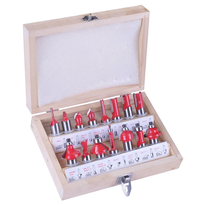 

15pc 1/4" Router Bit Set Shank Tungston Carbide Rotary Tool Wood Woodworking NEW
