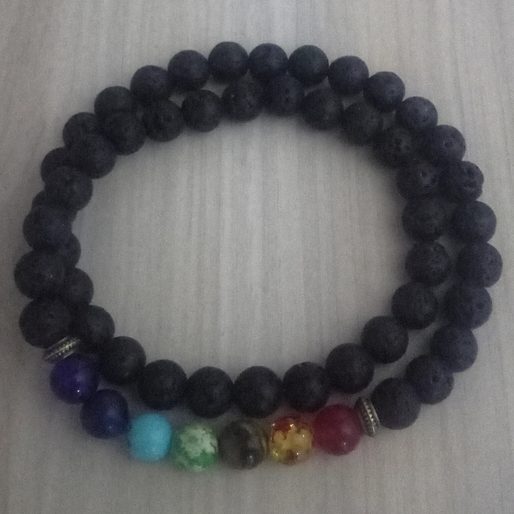 Chakra Necklace 7 Colors Natural Lava Stone Beads Strand 45 cm | Украшения и аксессуары