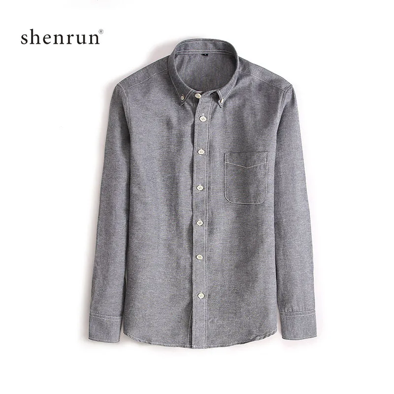 Shenrun 2019 Мужская рубашка с длинным рукавом удобная мягкая Модная белая серая