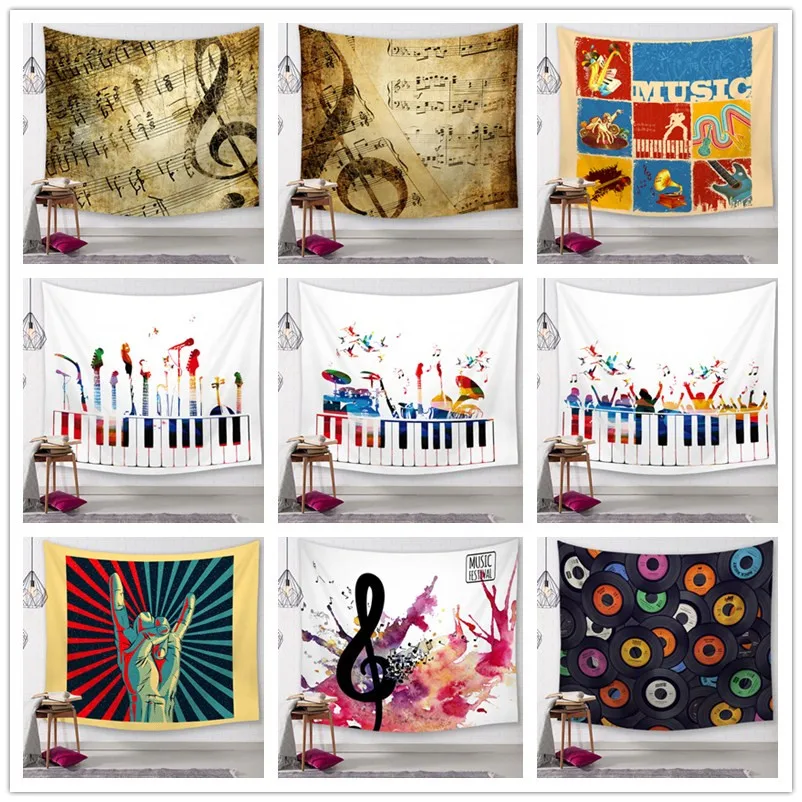 Note Key гобелен высокой четкости карта ткань настенный Декор Акварельная письмо