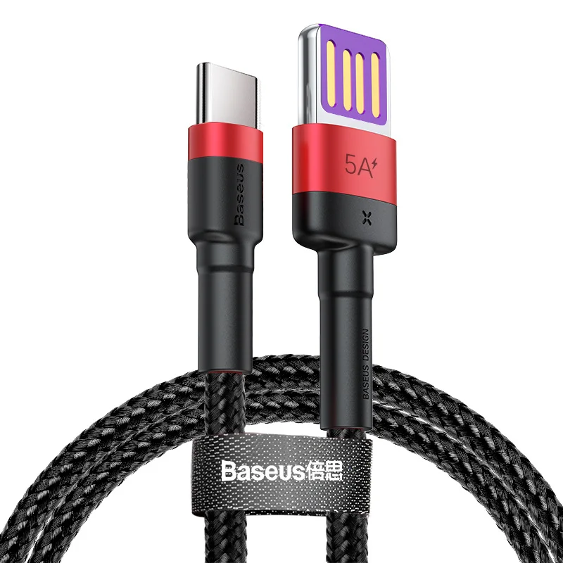 Red Black Кабель Baseus 5A usb type-C для huawei P30 mate 20 Pro Кабель usb type C для huawei P20 Lite samsung S9 S10 USB C кабель для зарядки - Цвет: Red Black