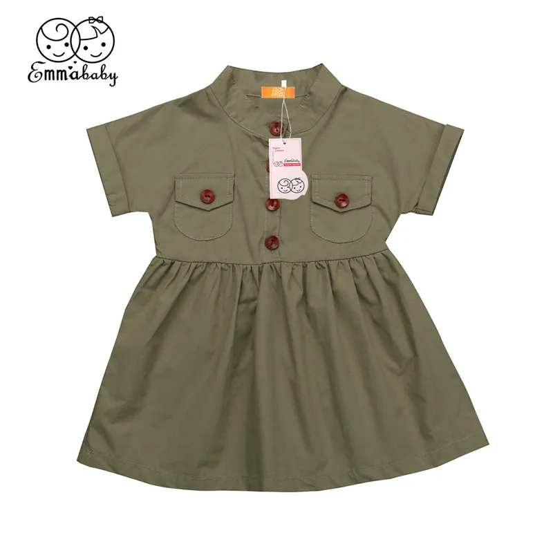 2019 Baby Girl Dress Summer Kid Clothes Button Tutu Casual Outfit Toddler Children Clothing 1-6T | Детская одежда и обувь