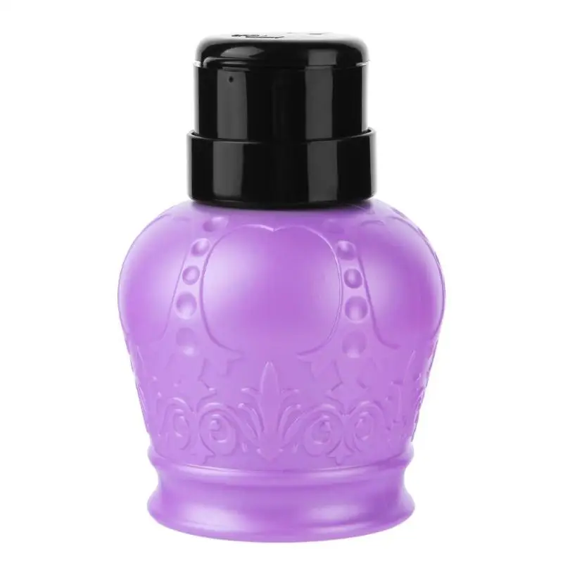 Purple 250 мл бутылка для дизайна ногтей, УФ Гель-лак для удаления жидкого спирта, пресс-насос, Диспенсер, пустая бутылка, инструмент для маникюра - Color: Purple