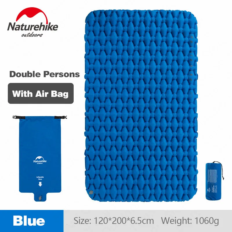 Double Person-Blue Naturehike Открытый походный Коврик Надувной Мешок Надувной тент спальный коврик Сверхлегкий портативный коврик для пикника надувной коврик для пикника - Color: Double Person-Blue
