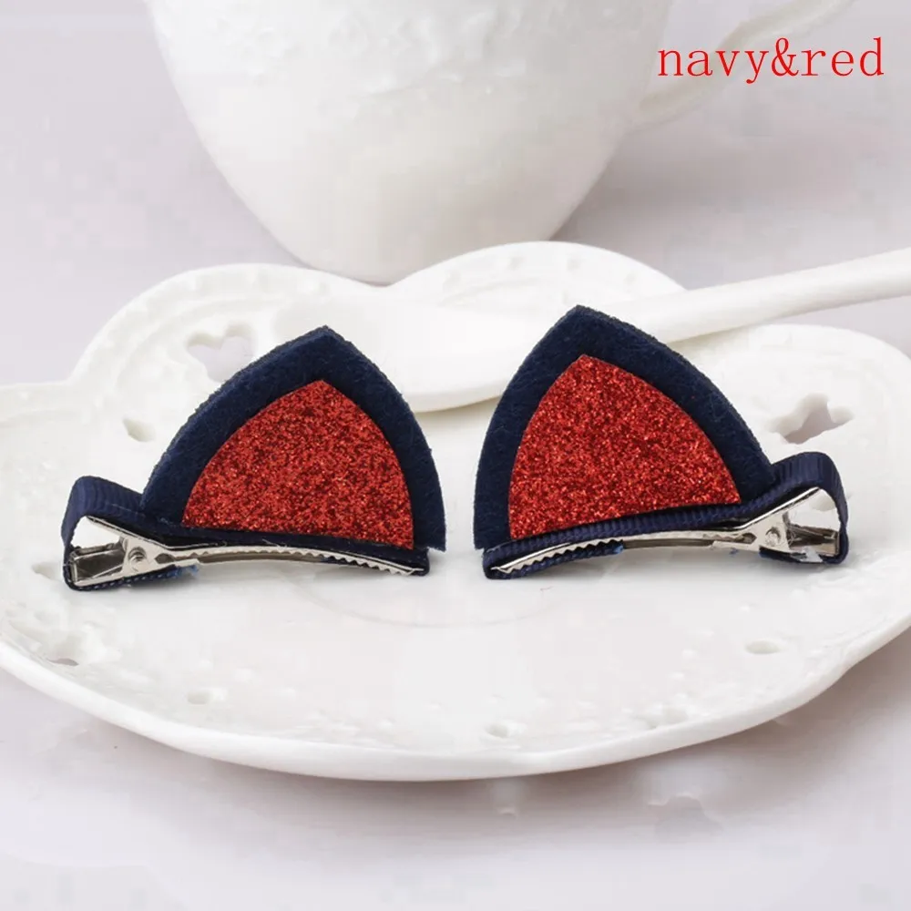 navy red 1 пара,, новинка, милые забавные 6 цветов, колокольчики, кошачьи ушки, заколка для волос, косплей, аниме, костюм, Хэллоуин, день рождения, аксессуары для волос заколка - Цвет: navy red