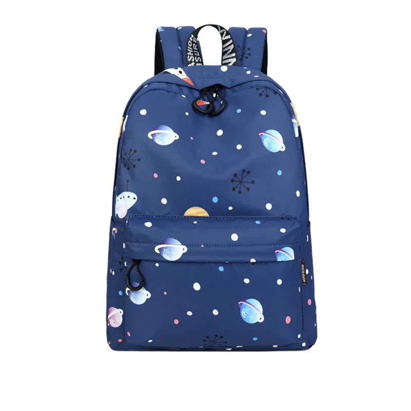 Coofit Синий Школьный рюкзак для девочек-подростков Mochila Fashion Planet Kawaii снежинки с принтом женские рюкзаки - Цвет: Dark Blue 1 pcs