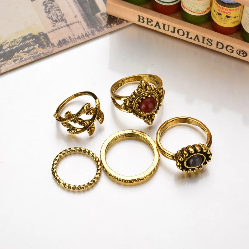 5 шт./компл. Супер ценное винтажное богемное этническое металлическое кольцо в