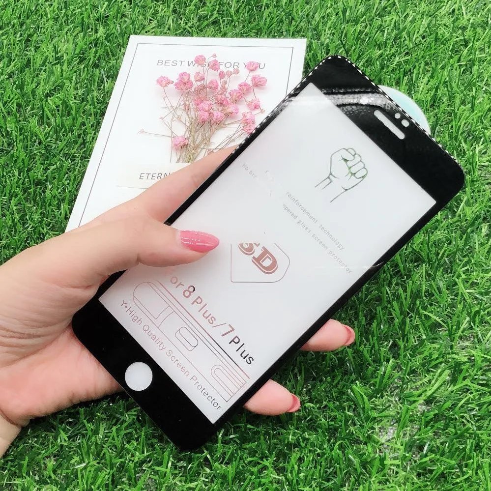 AYJ 5D закаленное стекло для iphone 7 plus 8 x Защита экрана iPhone 6 6s с полным покрытием