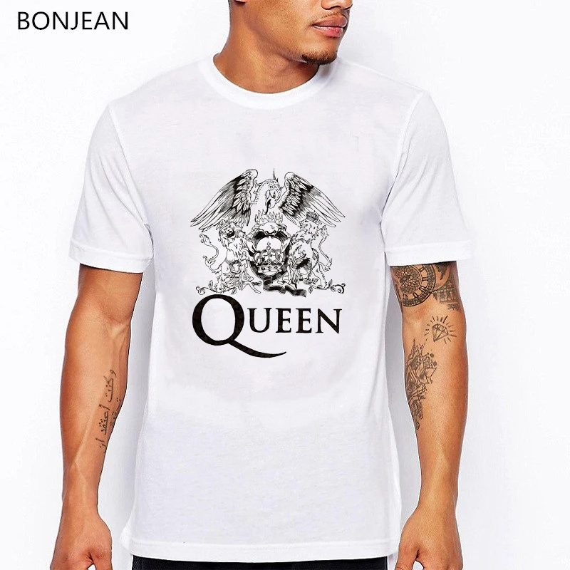

Freddie Mercury The Queen Band T Shirt Men Hip Hop Rock Hipster tshirt camisetas hombre Casual harajuku shirt streetwear tops