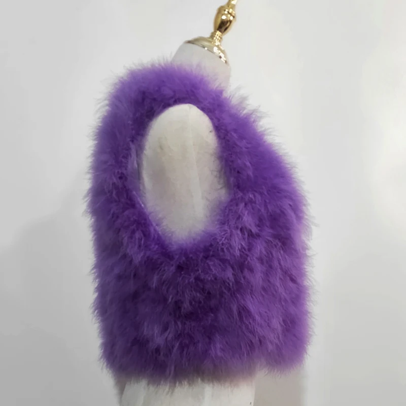 Real natural ostrich wool vest, 100% turkey hair, color customizable real fur coat encryption fur vest