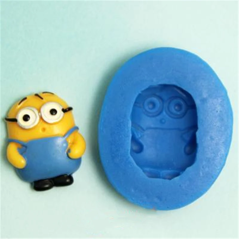 3D мультфильм маленький желтый человек силиконовая форма для украшения тортов