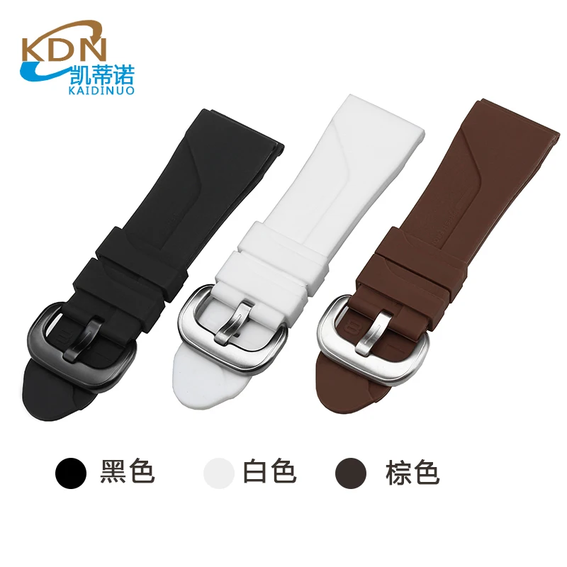 Силиконовые резиновые Ремешки для наручных часов с серебряной черной пряжкой