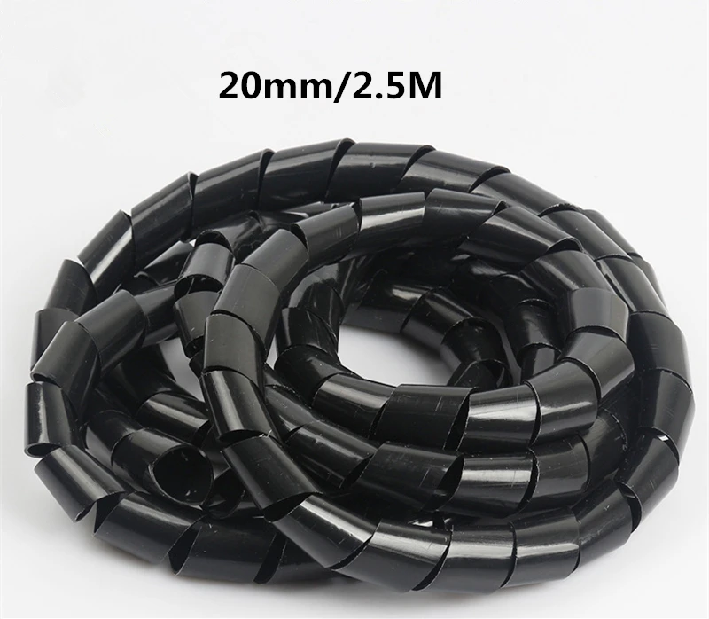 20mm(2.5m) Устройство для сматывания кабеля, черные ножки, органайзер из спирального провода, гибкая трубка, управляемый шнур для ПК, компьютера, дома, скрытый кабель 8-30 мм - Цвет: 20mm(2.5m)