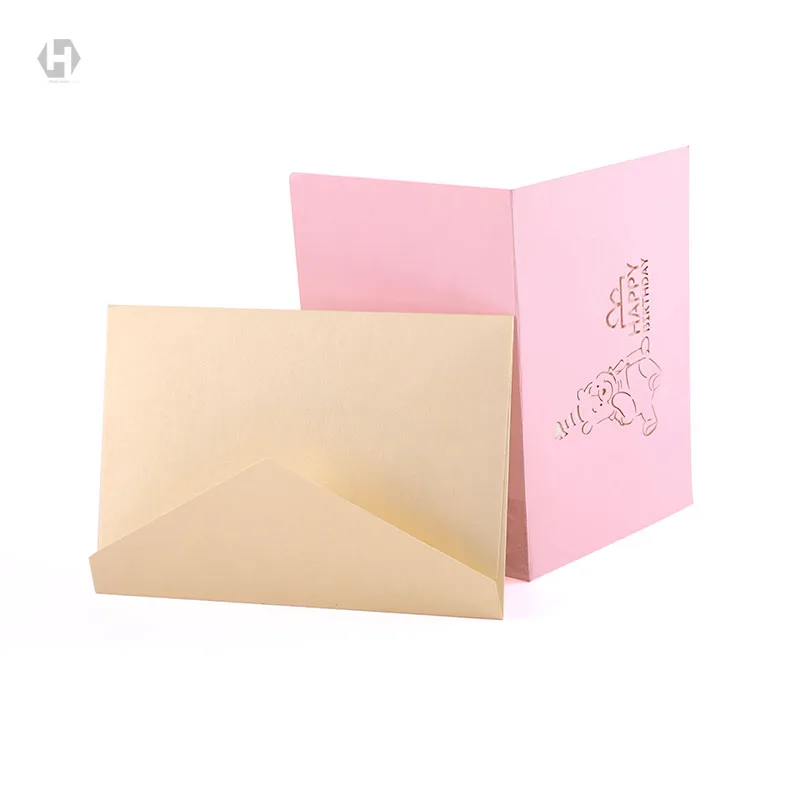 3D всплывающие поздравительные карты с конвертом лазерная резка открытка на