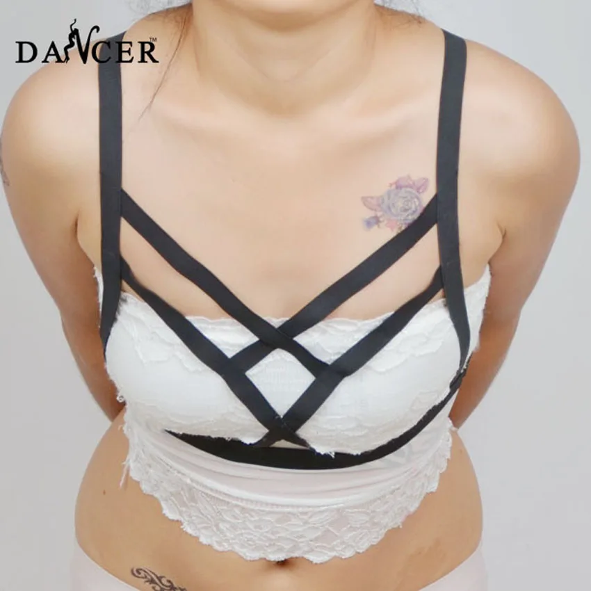 Женский черный бюстгальтер на бретельках с открытой клеткой для бурлеска