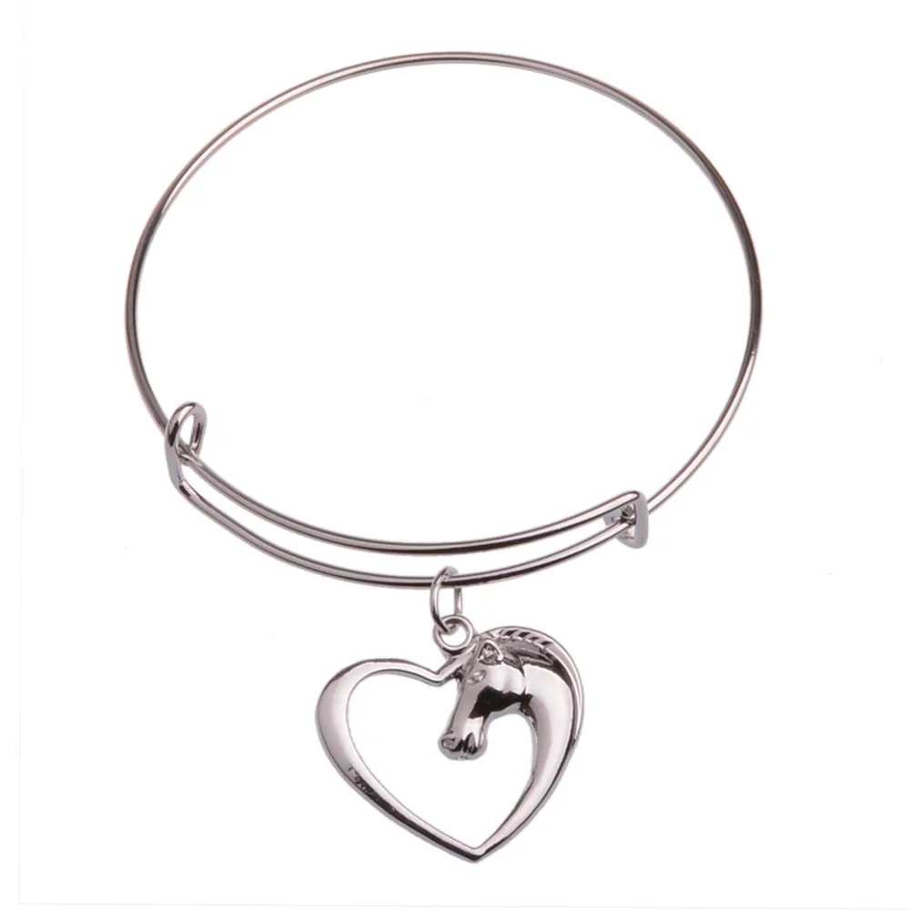 2018 New Fashion Silver Love Heart Horse Head Charm Bracelet Bangle Women Men Pendant Xmas Gifts Jewelry | Украшения и аксессуары