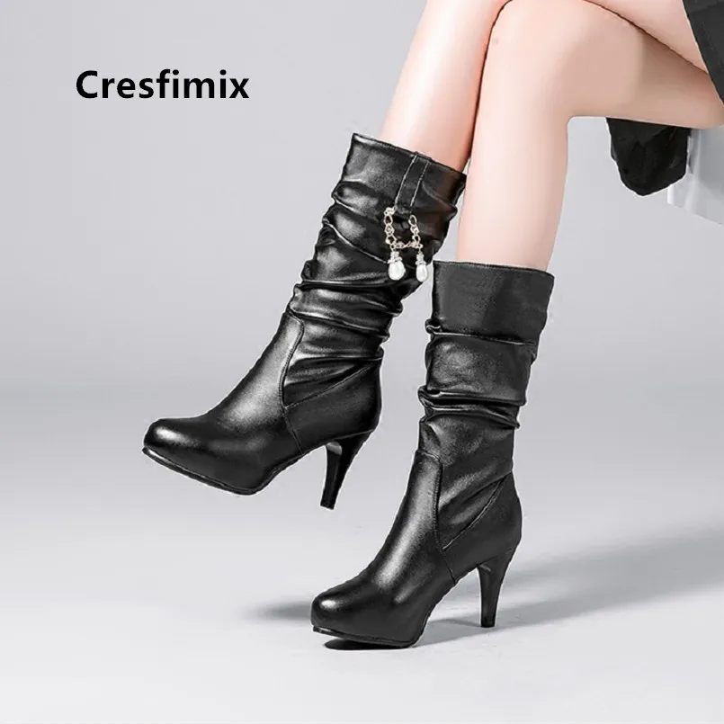 Cresfimix/модные милые осенние высокие сапоги для подростков Большие размеры 34 43