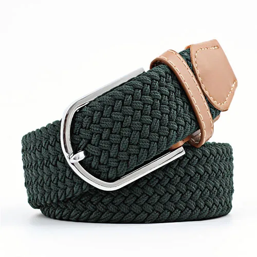 Dark greenA9 Ретро цвета мужской ремень Wo мужской s Повседневный вязаный ремень женский холщовый Эластичный ремень Обычная лямка ремень с металлической пряжкой - Цвет: Dark greenA9