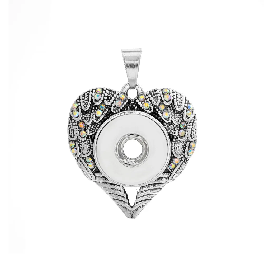 

New XL0063 Rhinestone Wing charm snap Pendants Necklace fit 18mm charm snap buttons fashion DIY Fittings wholesale