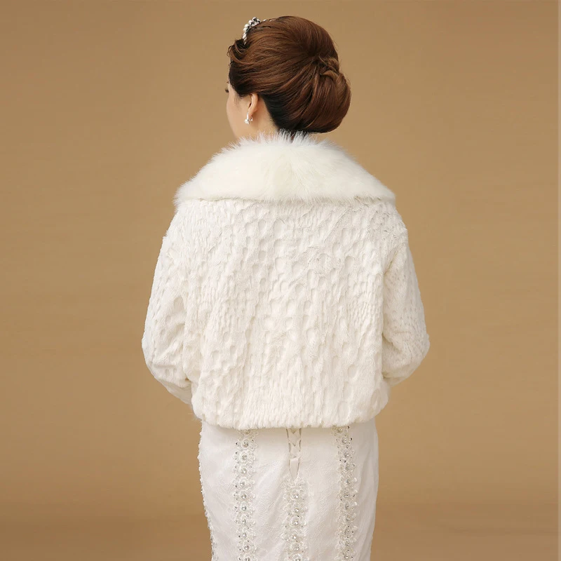 2017 Spring Faux Fur Bridal Shawl Women Bolero Wraps for Gowns Long Sleeve faux fur stoles Accessoire Mariage | Свадьбы и торжества