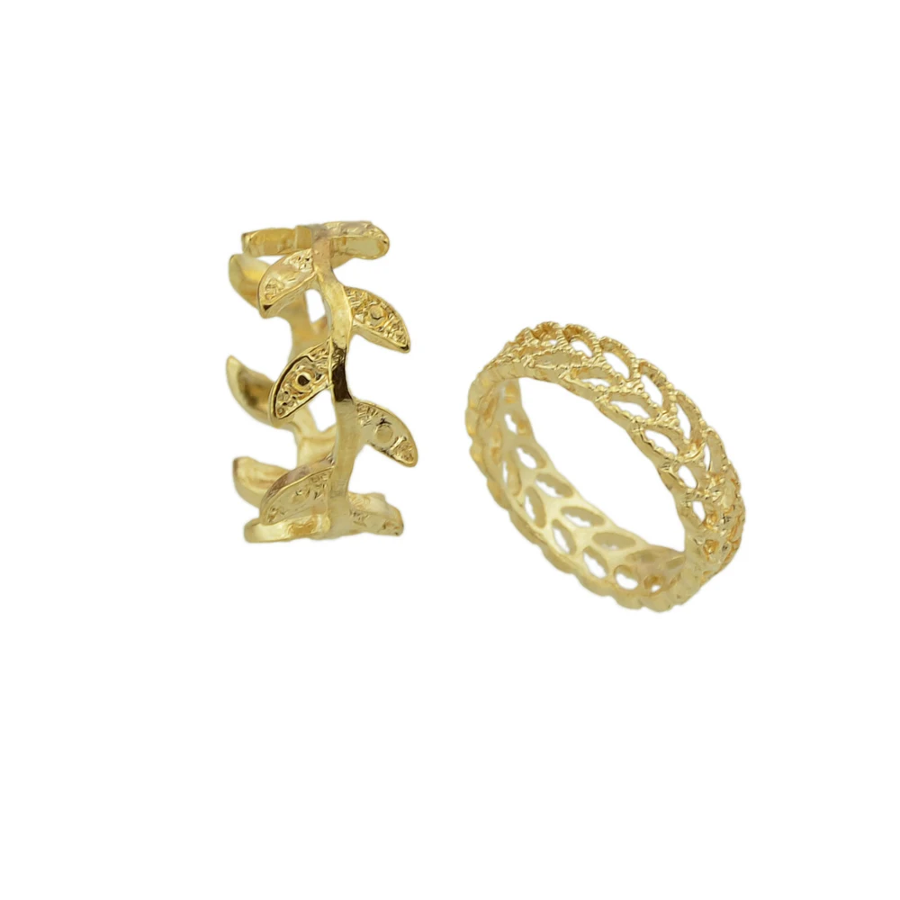 5pcs/set Ethnic Jewelry Boho Chic Gold-Color with Rhinestone Geometric Circle Leaf Pattern Finger Rings Set | Украшения и