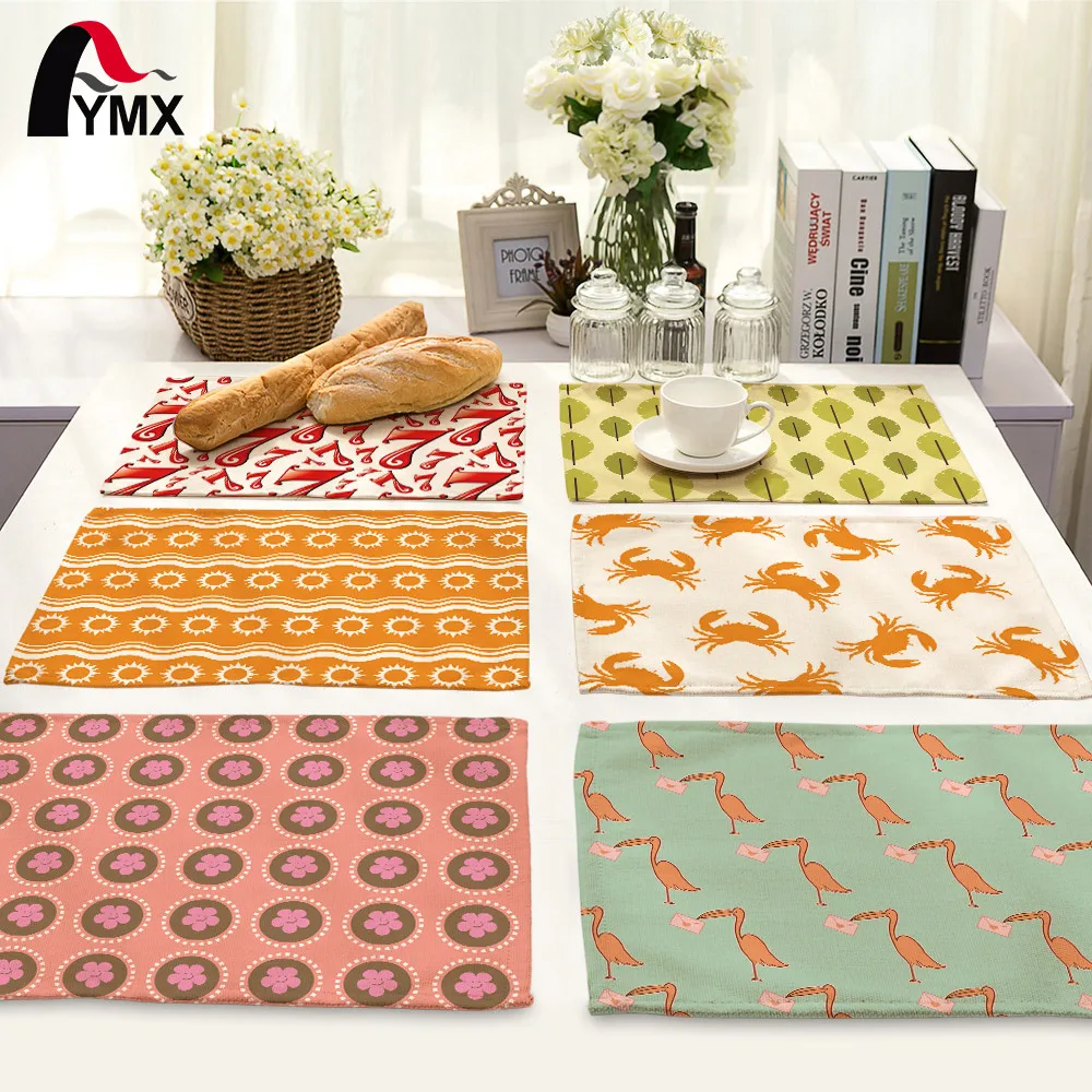 

42*32cm Cute Pattern Wedding Table Napkins Pocket Handkerchief Polyester Table Dinner Napkins for Wedding Decoration Accessories