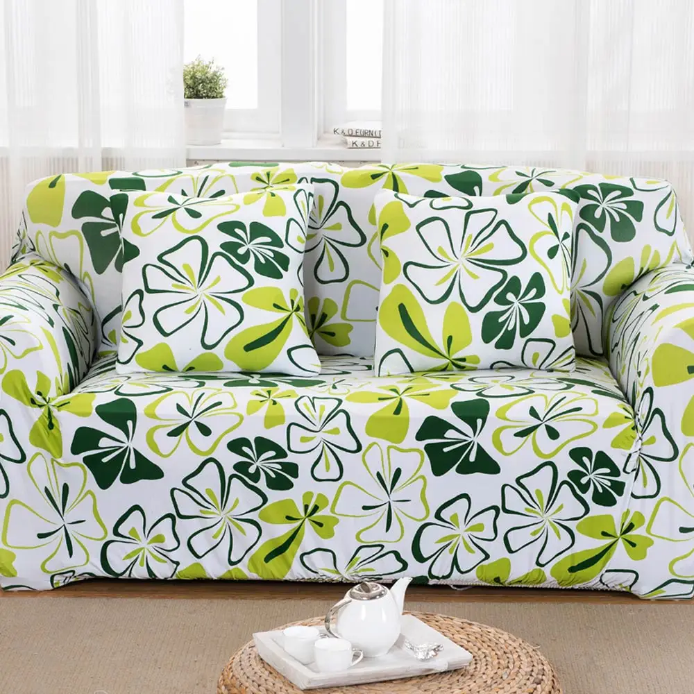 20185554 Dark Green Pastoral Leaves Print Sofa Covers Slipcover Stretch Elastic Spandex/Polyester Chair Loveseat L Shape Sectional - Цвет: 20185554