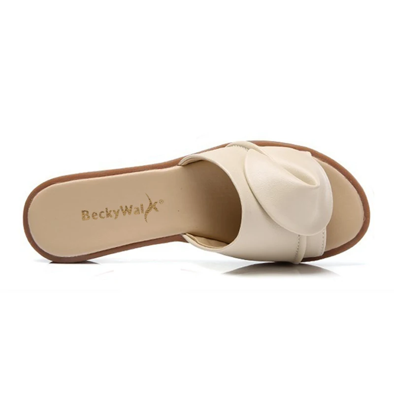 Пляжные шлепанцы BeckyWalk WSH2859 женские натуральная кожа сандалии на плоской подошве