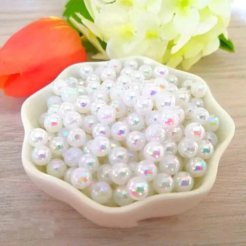 AB white 50pcs 8 мм AB Цвет Круглый акриловый свободный разделитель бисер бусины для изготовления ювелирных изделий Австрийские хрустальные бусины DIY браслет серьги аксессуары 50 шт - Цвет: AB white 50pcs